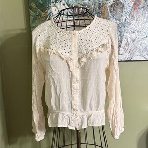 American Eagle cream peasant top